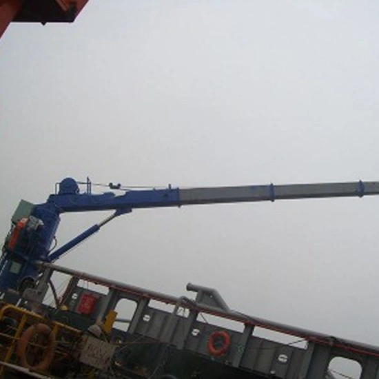 Marine articulating crane in operation